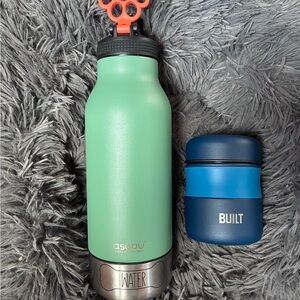 Asobu Mint Green Water Bottle and Built Blue Container